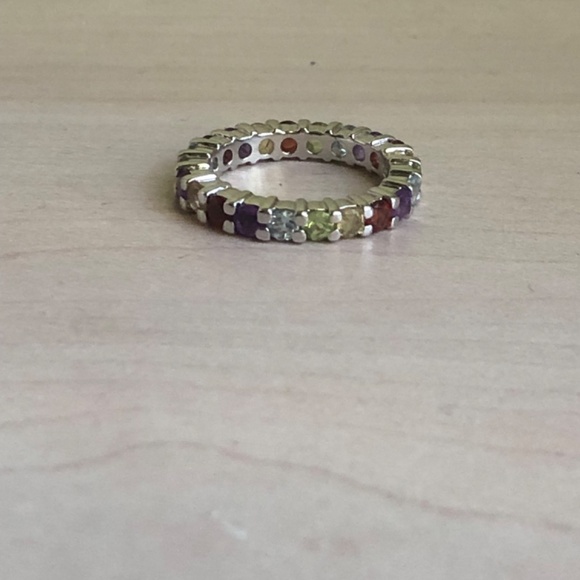 New Rainbow Gemstone Eternity Band Ring In Size 7 - Picture 4 of 5